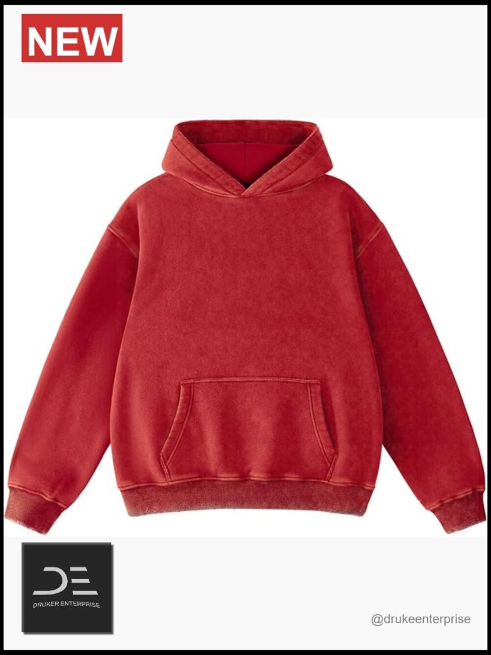 Oversized Acid Wash Hoodie Heavyweight Cotton Fleece Sweatshirt Unisex Pullover